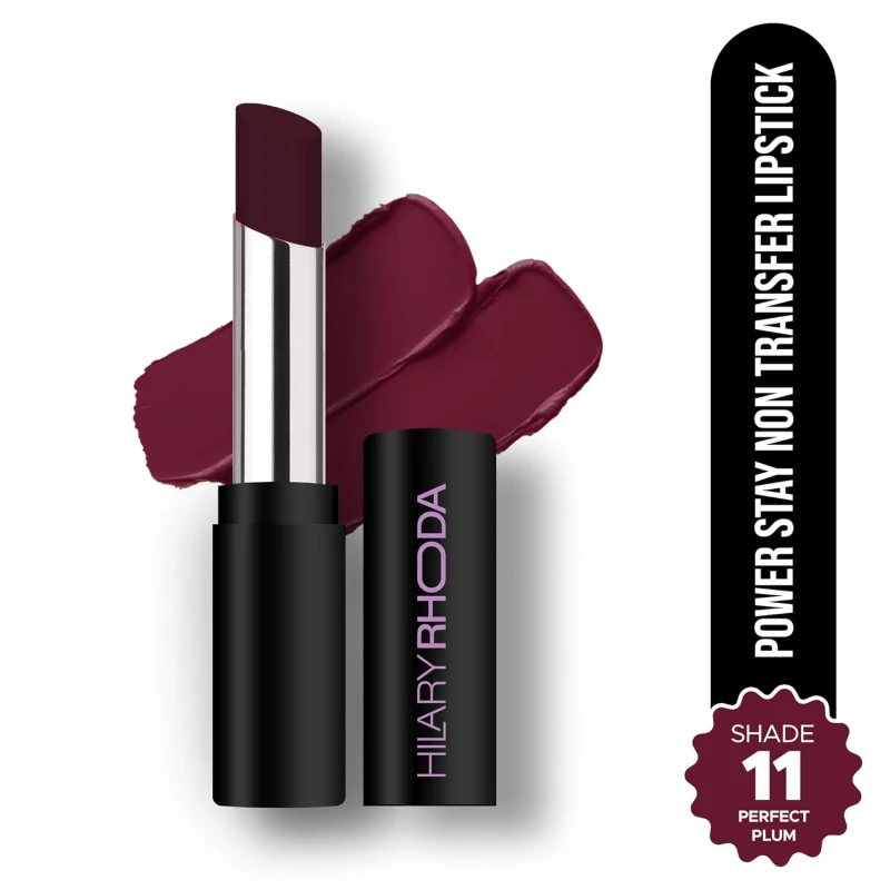 Hilary Rhoda Power Stay NonTransfer Lipstick | Matte Finish | Infused with Vitamin E & Shea Butter | Lightweight & Highly Pigmented | Glides Easily & Smudge-Proof |3.2g (Perfect Plum - Shade 11) thumbnail 2